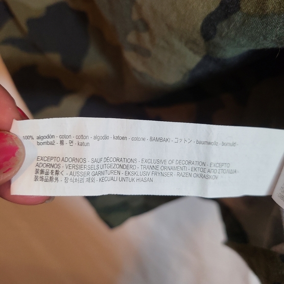 Zara Women's Camouflage Crochet Pocket Short Sleeve T-Shirt - Picture 9 of 9